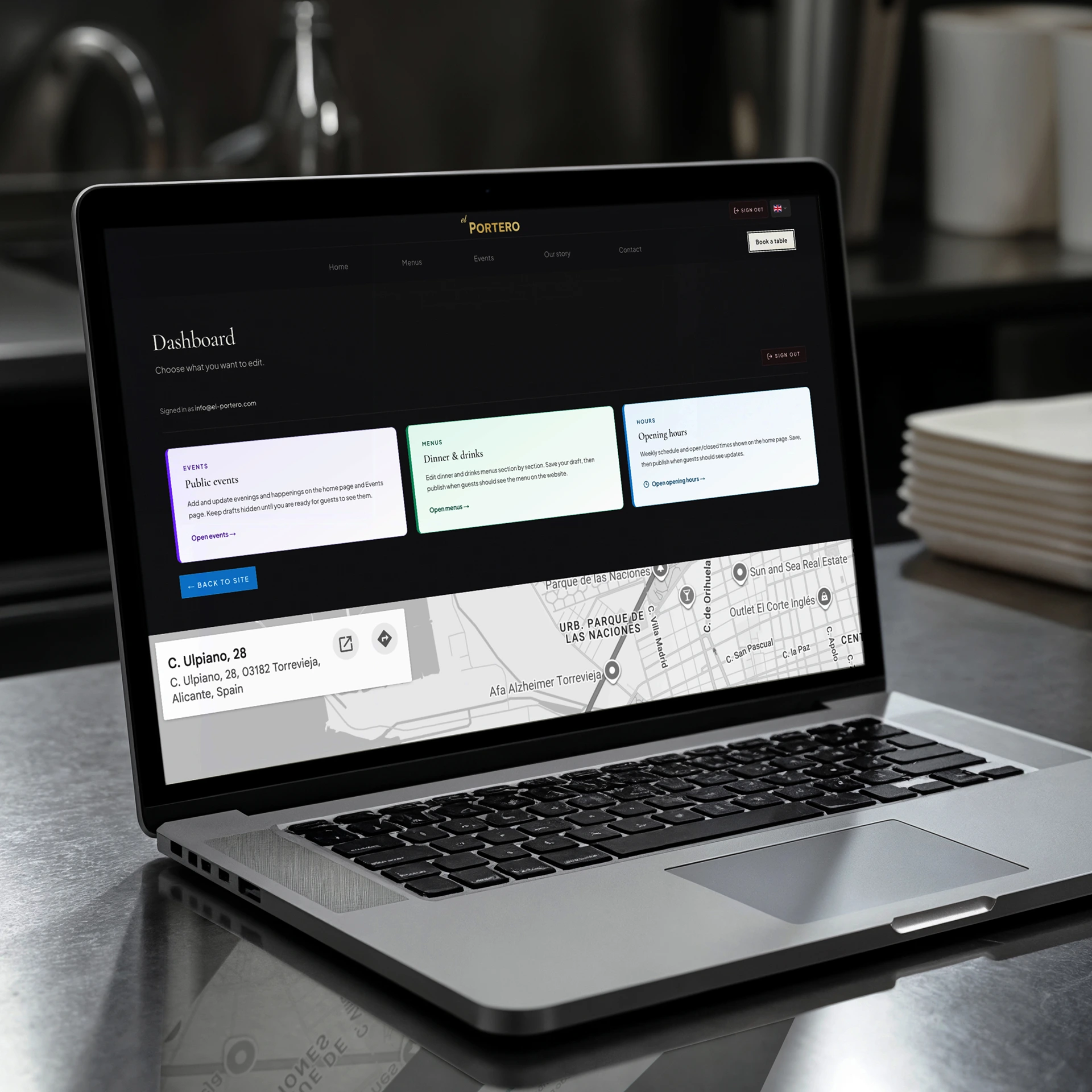 El Portero admin portal dashboard